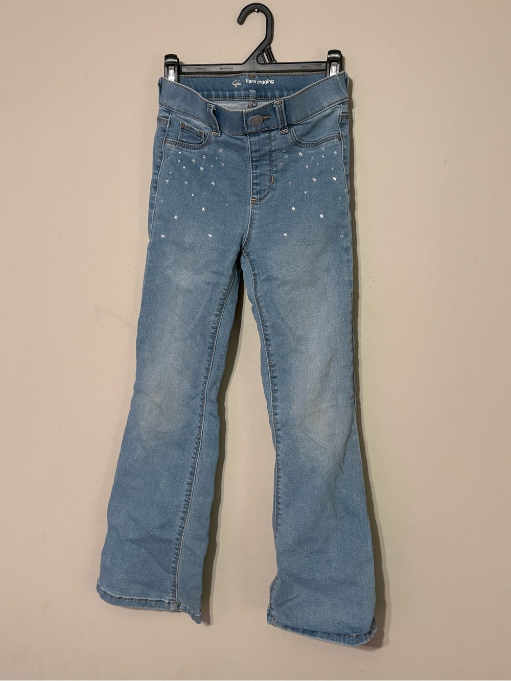 Girls Light Blue Embellished Flare Jeans